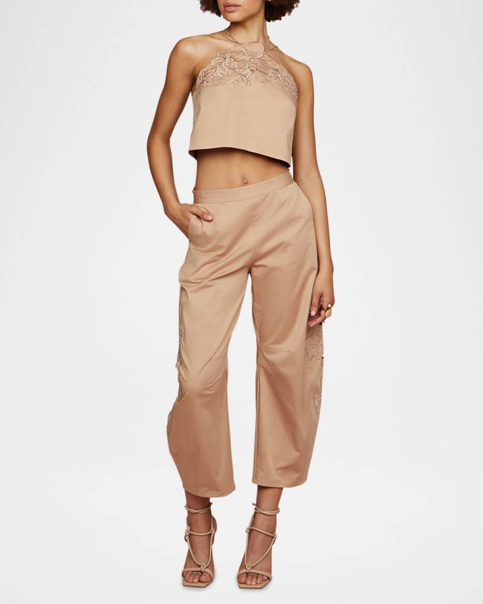 Bliss Laser-Cut Floral Crop Top